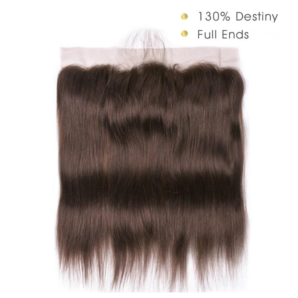 #4 Dark Chocolate Brown Straight 3 Bundles With 13x4 Lace Frontal 100% Real Human Hair - Perismoda Hair