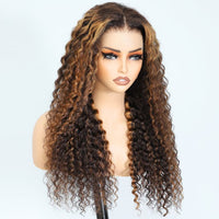 Perismoda P2/30 blonde Highlight Colored Human Hair 13x4 Lace Kinky Curly Wigs