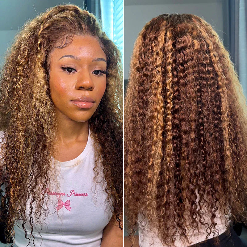 Perismoda Brown and Blonde Highlight Deep Wave  Wig 13x4 HD Lace Front Wigs Human Hair