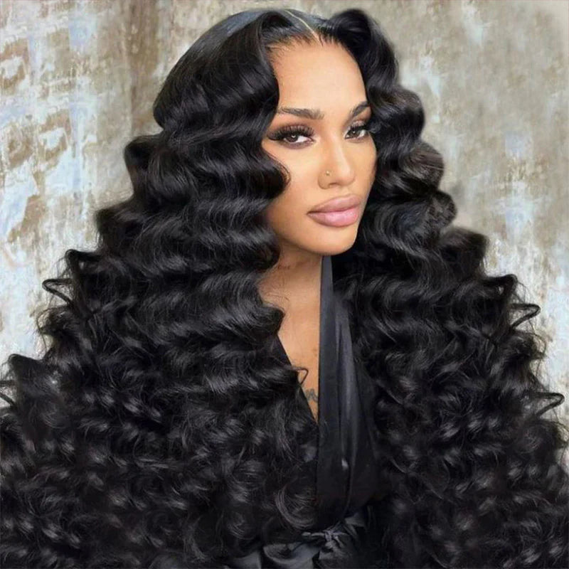 Perismoda 300% Density Luxury Bouncy Wavy Virgin Human Hair Transparent Lace Front Wig Pre-Plucked Hairline