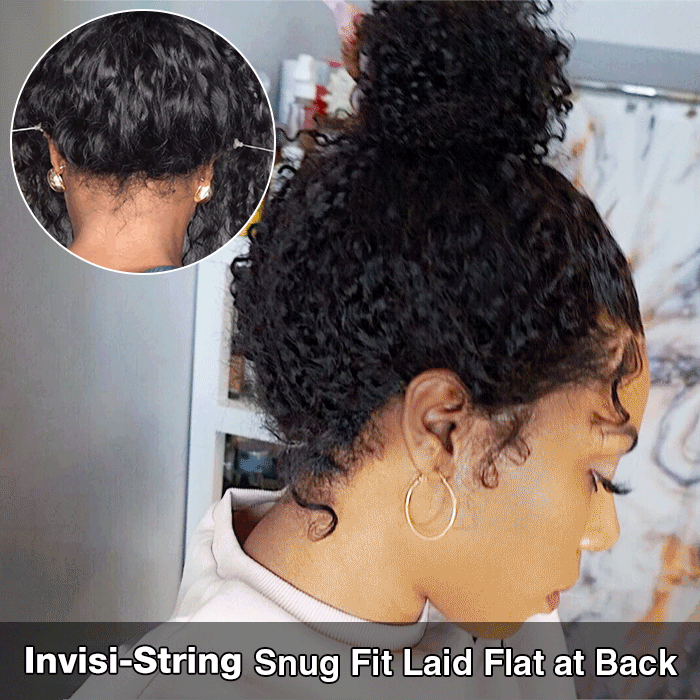 Perismoda 4C Hairline Pre Plucked 360 Invisi-String Snug Fit Kinky Curly Human Hair Natural Density with Curly Edges