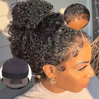 Perismoda 4C Hairline Pre Plucked 360 Invisi-String Snug Fit Kinky Curly Human Hair Natural Density with Curly Edges