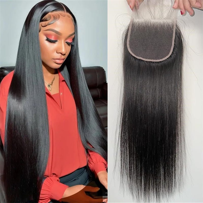 4x4 Straight Lace Closure Human Hair HD Lace Closure Free Part 100% Brazilian Virgin Hair - Perismoda Hair