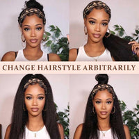 Perismoda Headband Wig Human Hair Yaki Straight None Lace Wig Glueless Headband Wigs