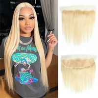 Perismoda 100% Virgin Human Hair 613 Blonde Straight Hair 3 Bundles With 13x6 Lace Frontal Closure