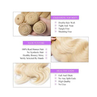 613 Blonde Bundles Brazilian Body Wave Remy Human Hair 3 Bundles - Perismoda Hair