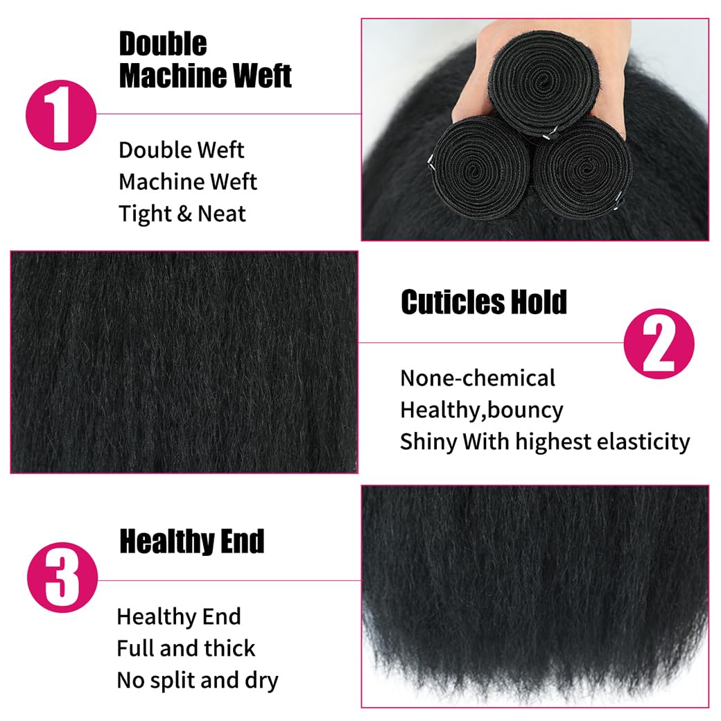Perismoda Kinky Straight Bundles 12A 100% Unprocessed Virgin Human Hair 3 Bundles