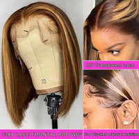 Blonde Highlight 4/27 Bob Wig Human Hair 13x4 Lace Front Wig Straight Hair Pre Plucked Super Sale