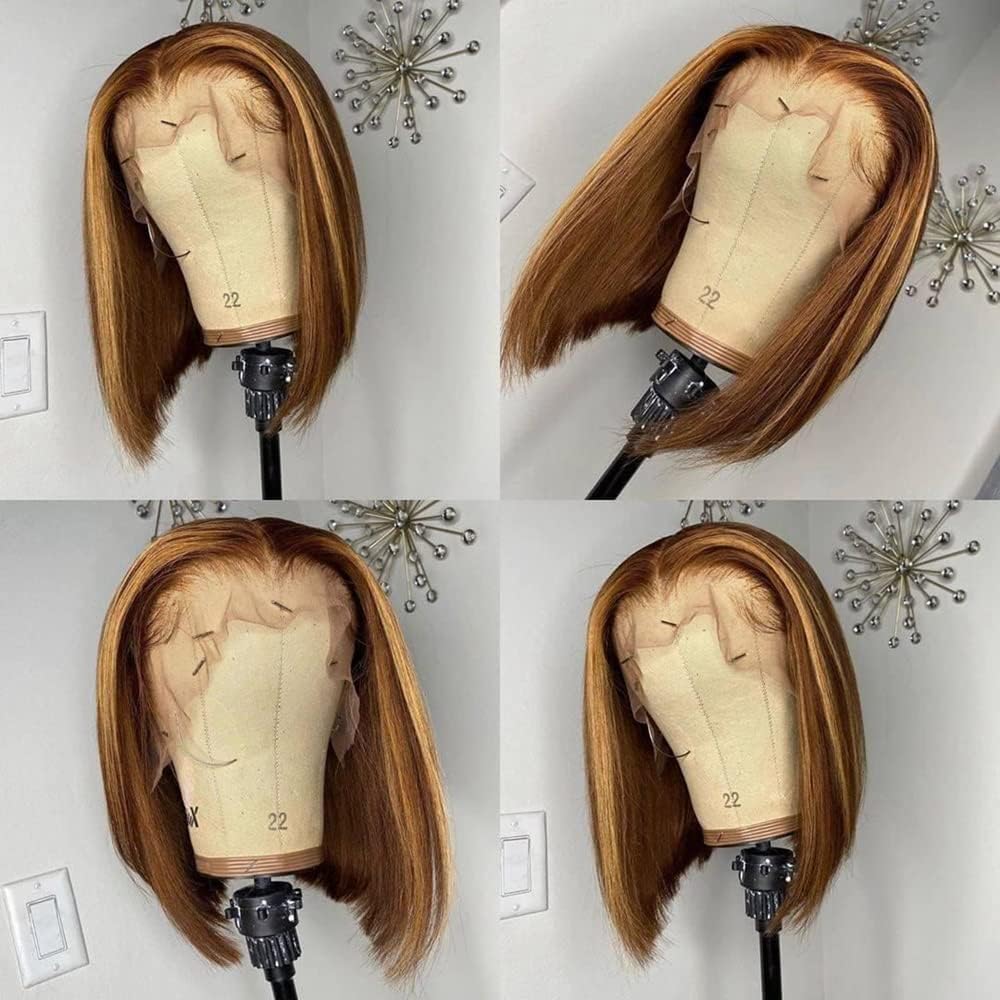 Blonde Highlight 4/27 Bob Wig Human Hair 13x4 Lace Front Wig Straight Hair Pre Plucked Super Sale