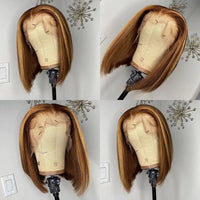 Blonde Highlight 4/27 Bob Wig Human Hair 13x4 Lace Front Wig Straight Hair Pre Plucked Super Sale
