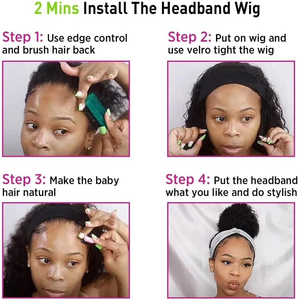 Perismoda Headband Wig Human Hair Yaki Straight None Lace Wig Glueless Headband Wigs