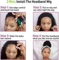 Perismoda Headband Wig Human Hair Yaki Straight None Lace Wig Glueless Headband Wigs