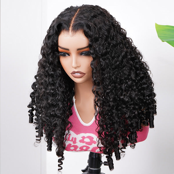 Perismoda Burmese Curly Glueless Wig Pre-cut 7*5 Lace Wear Go Wigs Bleached Knots With Drawstring