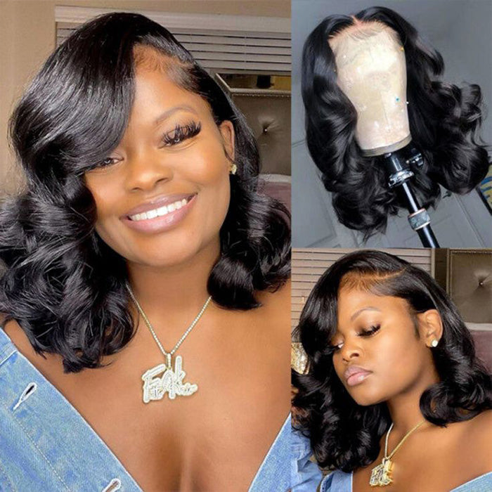 Perismoda Loose Body Wave Short Bob Wig Pre Plucked 13*4 Lace Human Hair Wig Beginner Friendly