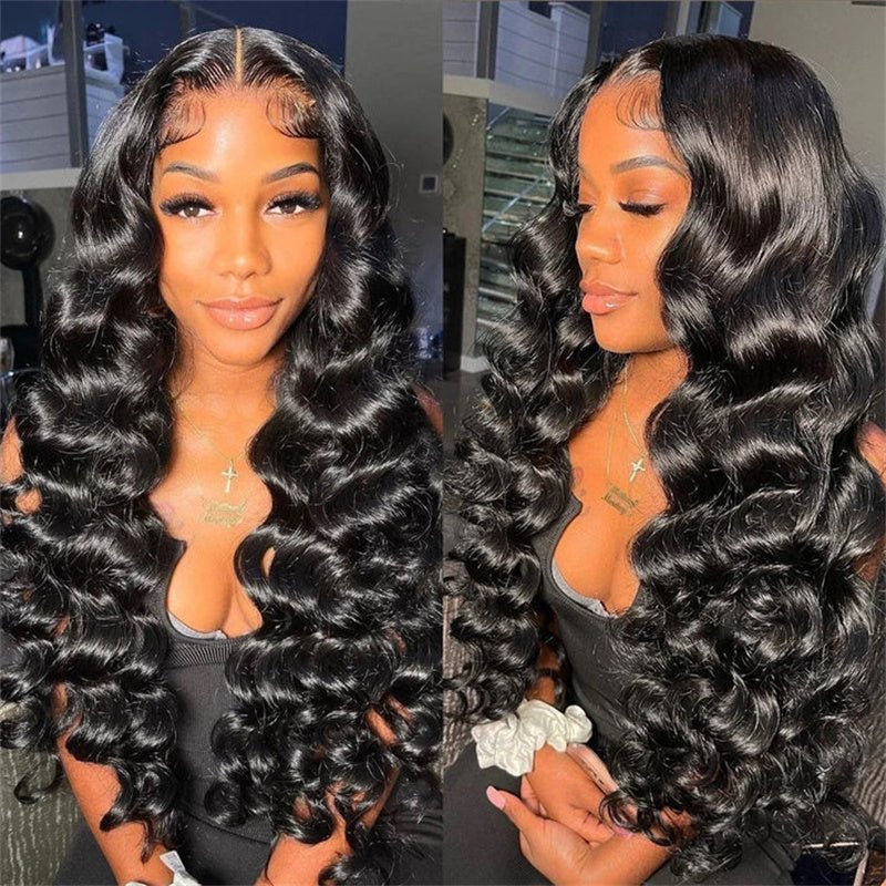 6x6 Lace Closure Human Hair Wigs Loose Wave HD Transparent Lace Front Wigs 180% Density - Perismoda Hair