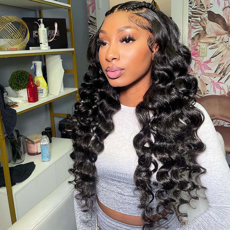 6x6 Lace Closure Human Hair Wigs Loose Wave HD Transparent Lace Front Wigs 180% Density - Perismoda Hair