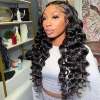 6x6 Lace Closure Human Hair Wigs Loose Wave HD Transparent Lace Front Wigs 180% Density - Perismoda Hair