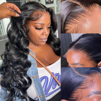 6x6 Lace Closure Human Hair Wigs Loose Wave HD Transparent Lace Front Wigs 180% Density - Perismoda Hair