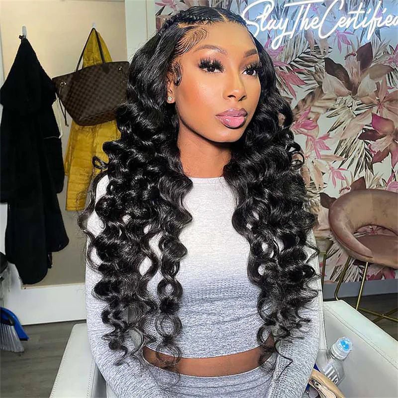 6x6 Lace Closure Human Hair Wigs Loose Wave HD Transparent Lace Front Wigs 180% Density - Perismoda Hair