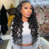 6x6 Lace Closure Human Hair Wigs Loose Wave HD Transparent Lace Front Wigs 180% Density - Perismoda Hair