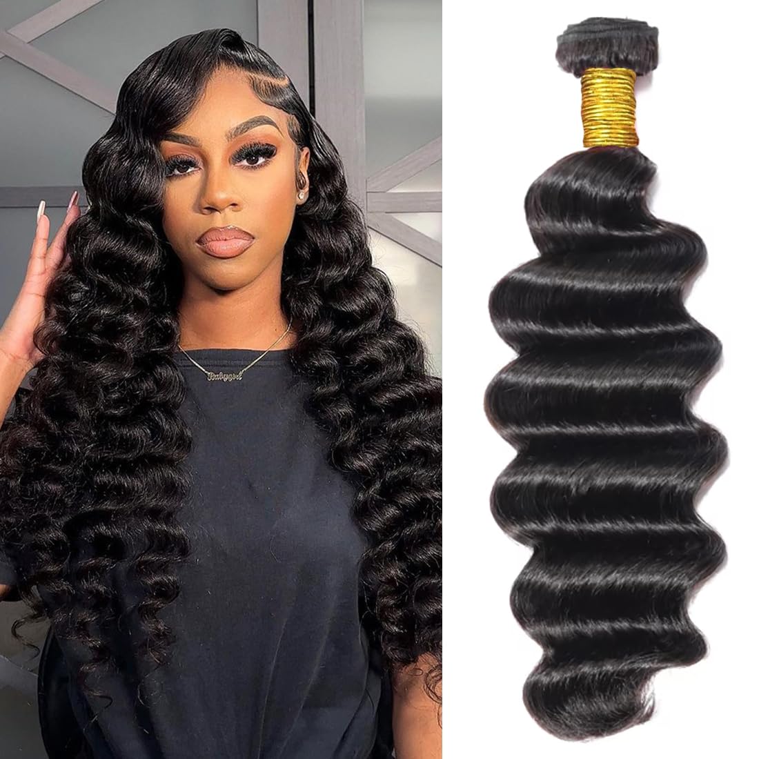 Perismoda Loose Deep Wave Human Hair 3 Bundles Natural Black Color 100% Unprocessed Brazilian Virgin Hair