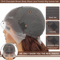 Perismoda Chocolate Brown Color Body Wave Wig 13x4 Lace Front Wig Human Hair