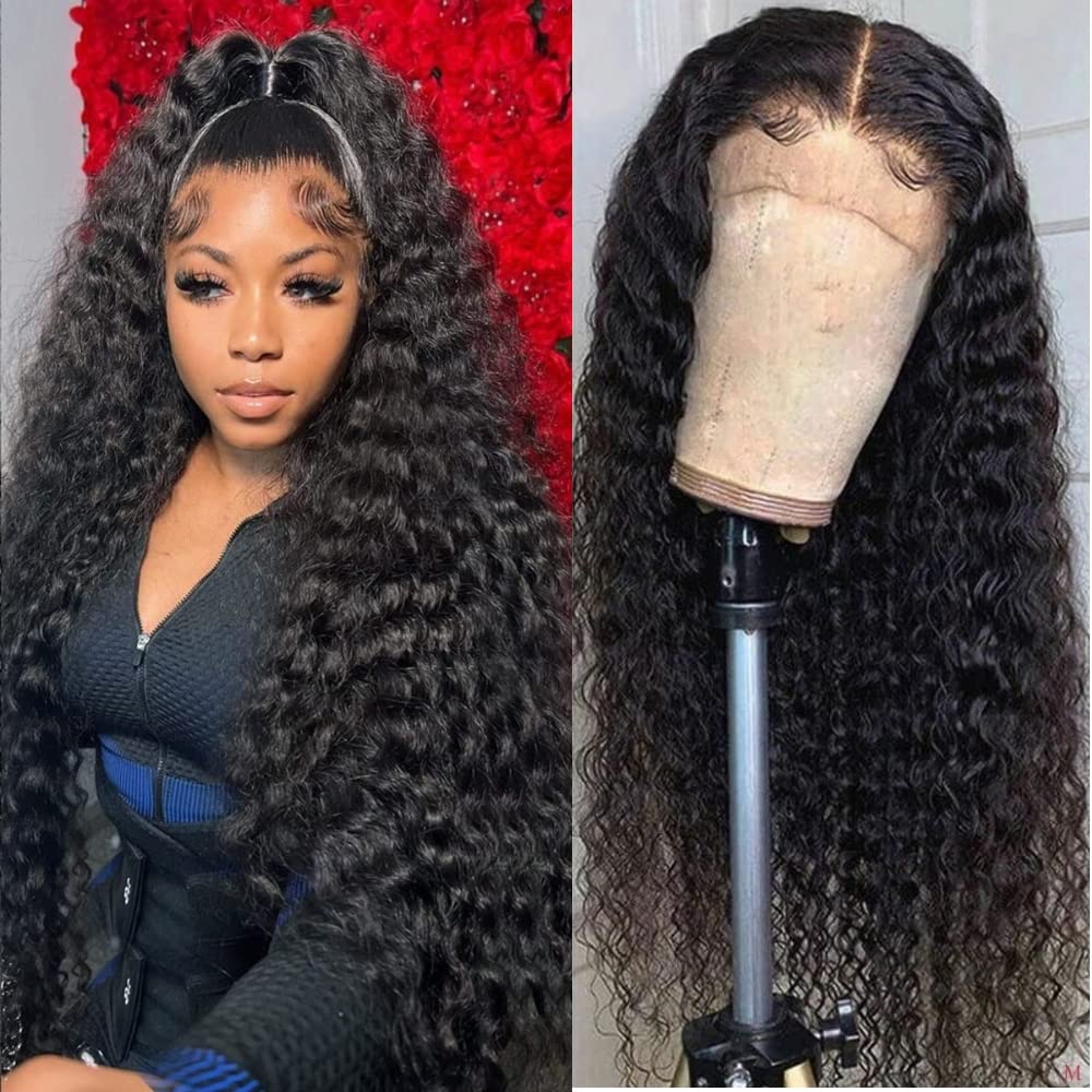 Perismoda 13x6 Lace Front Wigs Deep Wave Natural Black Human Hair 180% Density HD Lace Wigs Pre Plucked