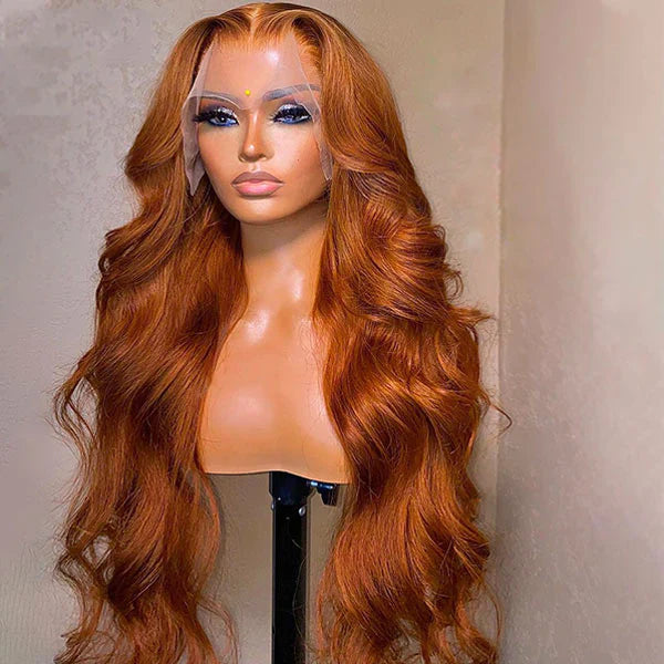 Copper Brown 35# Body Wave 13x4 Lace Front Wig