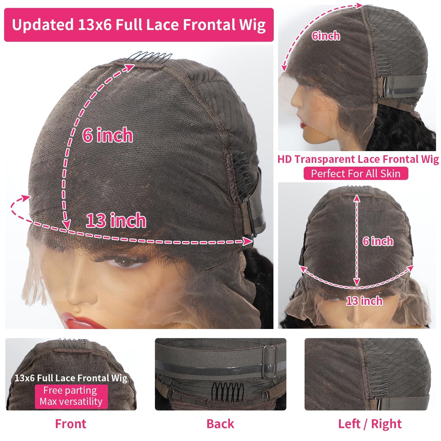 Perismoda 13x6 Lace Front Wigs Deep Wave Natural Black Human Hair 180% Density HD Lace Wigs Pre Plucked