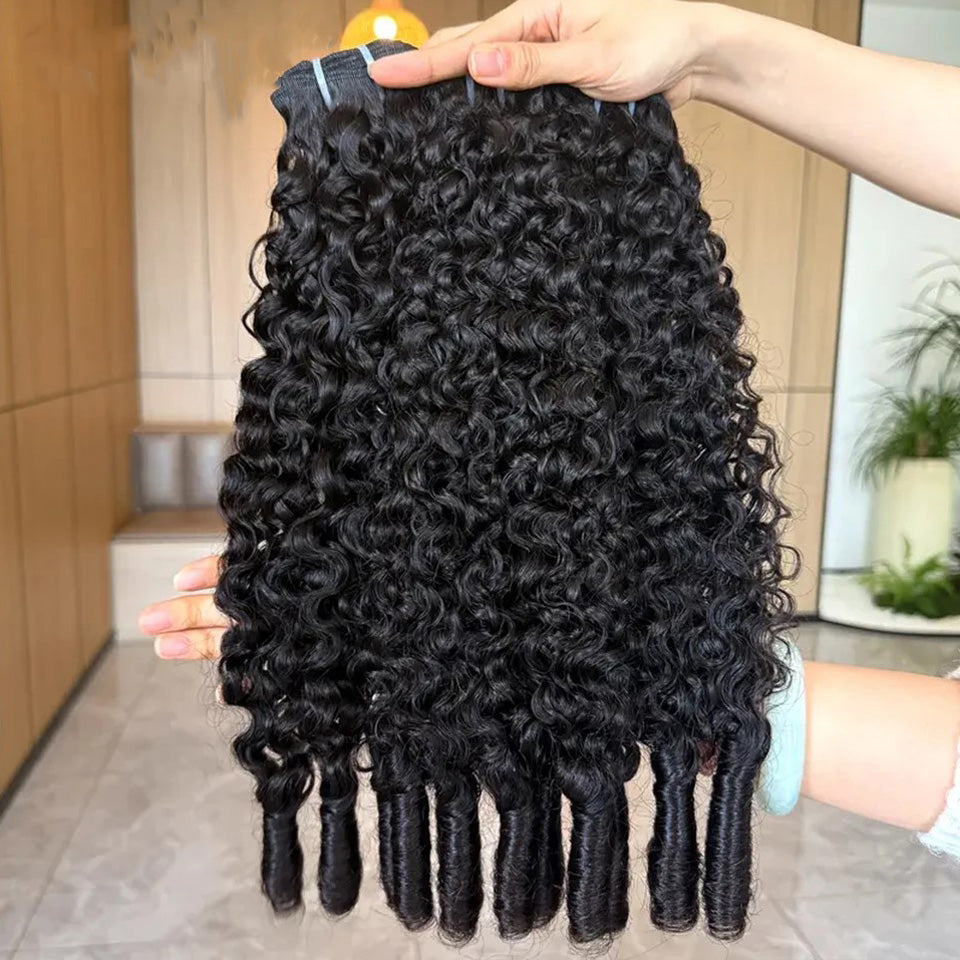 Perismoda 3 Pc/Pack Burmese Curly Human Hair 3 Bundles With Twist Out Ends Human Hair
