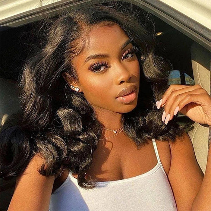 Perismoda Loose Body Wave Short Bob Wig Pre Plucked 13*4 Lace Human Hair Wig Beginner Friendly