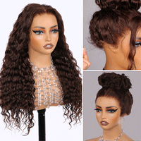 Perismoda Hair #4 Dark Brown Invisible Strap 360 Drawstring 100% human hair Lace wig Bleached Knot Pre-Cut Lace Water Wave Wig