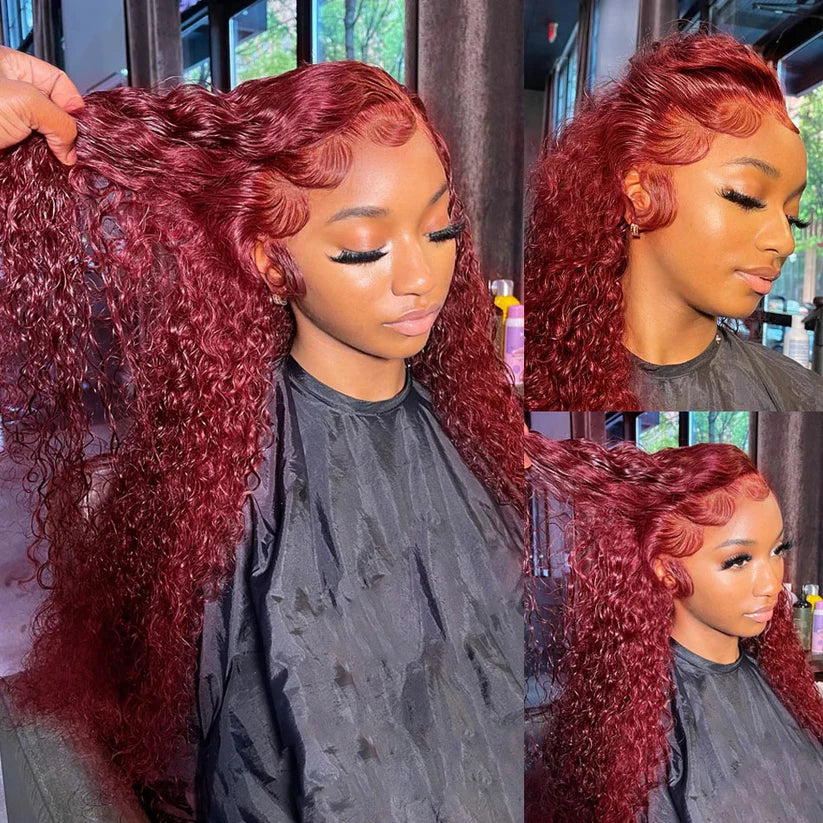 Perismoda Burgundy 99J Deep Wave Wig 13x6 Lace Frontal Wig