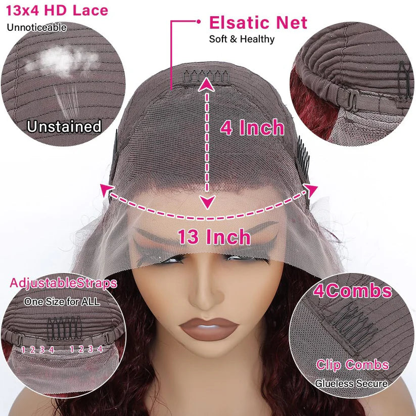 Perismoda Burgundy 99J Body Wave 13x4 Lace Front Wigs Human Hair