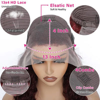 Perismoda Burgundy 99J Body Wave 13x4 Lace Front Wigs Human Hair