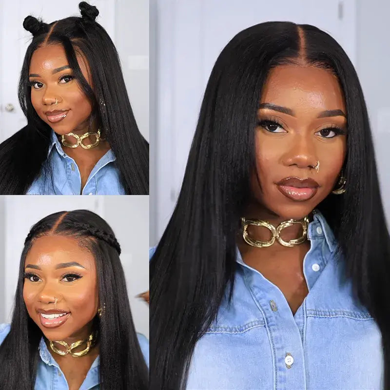 Perismoda Yaki Straight Wig 13x4 Mini Knot HD Lace Frontal Wigs Human Hair