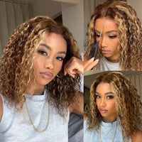 Perismoda Highlight Wig 7X5 Deep Wave Brown With Blonde Color Ready To Go Wig