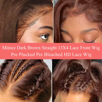 Perismoda color#4 Dark Brown Straight 13x4 Transparent Front Lace Wig