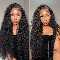Perismoda 13x6 Lace Front Wigs Deep Wave Natural Black Human Hair 180% Density HD Lace Wigs Pre Plucked