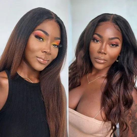Perismoda Ombre Black Brown T1B/4 Invisi Strap 360 Lace Frontal Glueless Bleach Knots Body Wave Human Hair Wig