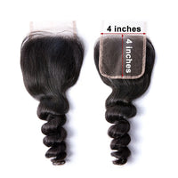 Loose Wave Bundles Brazilian Hair 3 Bundles with 4x4 Lace Closure