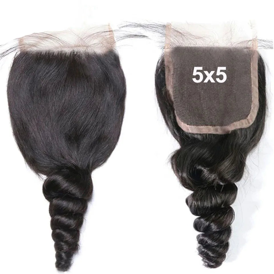 Loose Wave Bundles Brazilian Hair 3 Bundles with 4x4 Lace Closure