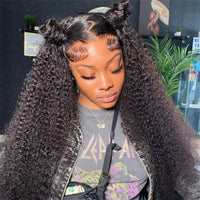 Kinky Curly Wig Human Hair 13x4 Transparent Lace Front Wigs
