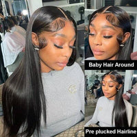 13x6 Straight Lace Front Wig Human Hair 180% Density Breathable Lace Wig Natural Hairline