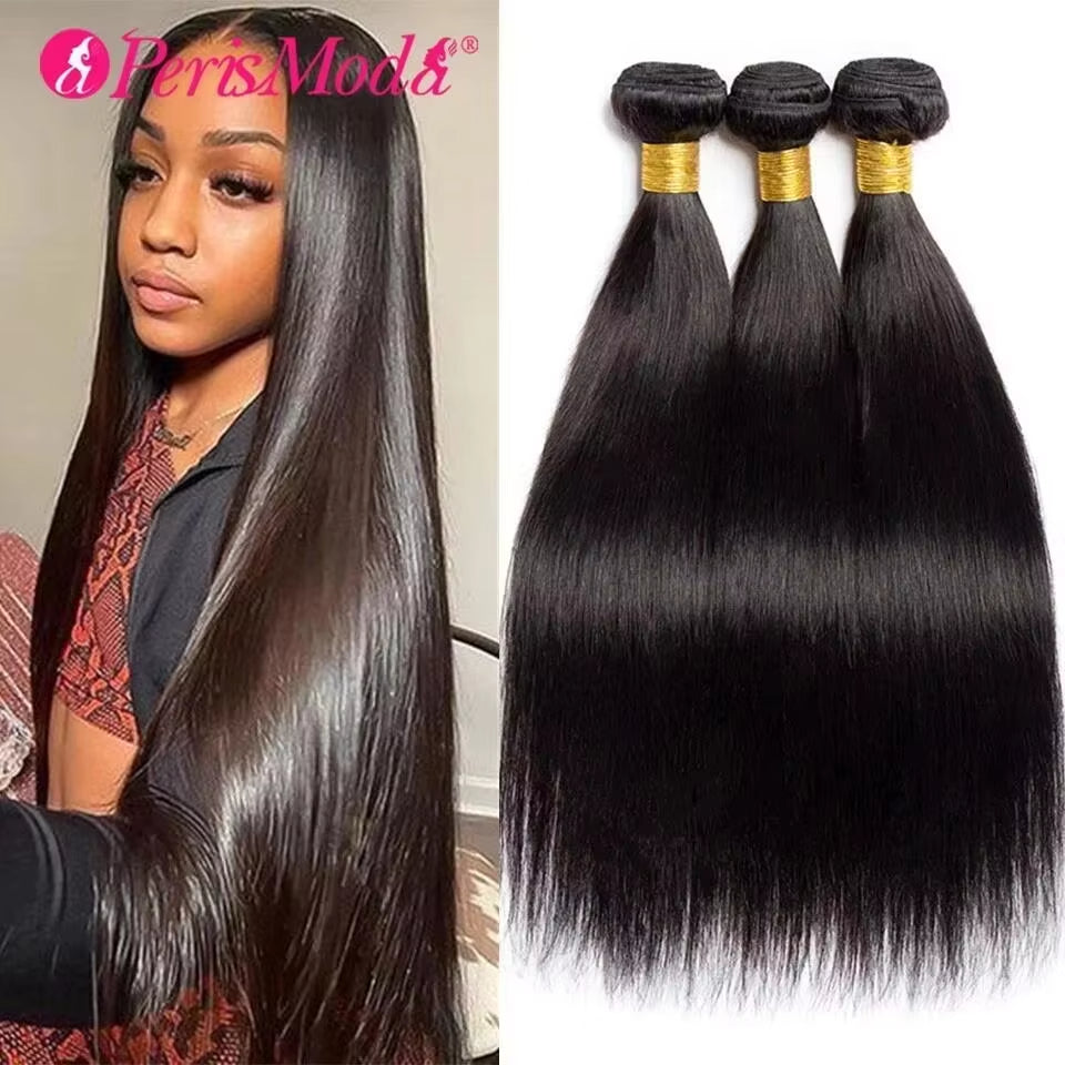 Perismoda Straight Human Hair 3 Bundles Remy Indian Hair Extension