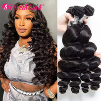 Peruvian Loose Wave Virgin Hair 3 Bundles Natural Black