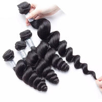 Loose Wave Bundles Brazilian Hair 3 Bundles with 4x4 Lace Closure