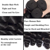 Loose Wave Bundles Brazilian Hair 3 Bundles with 4x4 Lace Closure