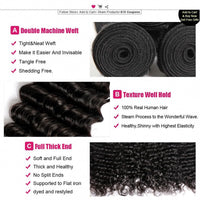 Deep Wave 3 Bundles with 4x4 Lace Closure with Baby Hair Natural Color