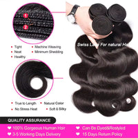 Malaysian 100% human Hair 3 Bundles Body Wave Hair Bundles